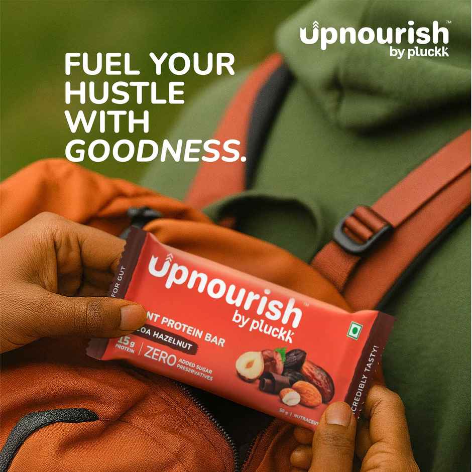 Pluckk Upnourish 15g Plant Protein | Cocoa Hazelnut|No Added Sugar, Preservatives Free|Good For Gut