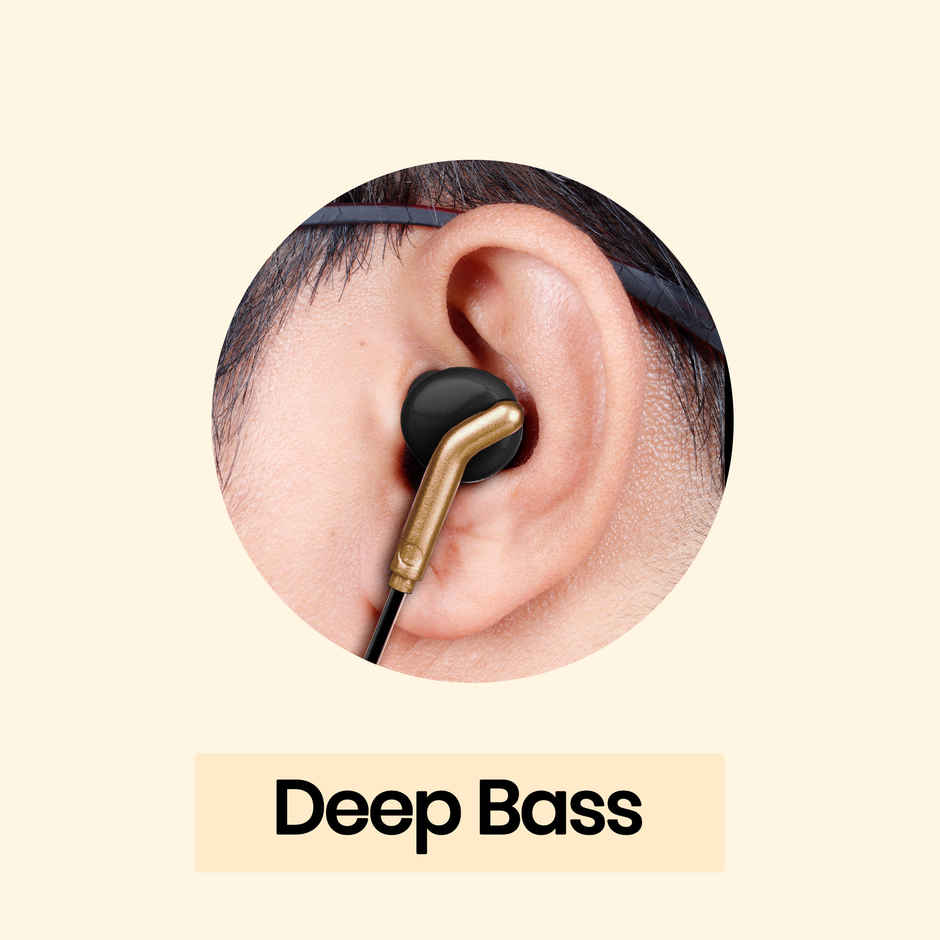 Zebronics Bro in Ear Wired Earphones with Mic, 3.5mm Audio Jack, 10mm Drivers, Phone/Tablet Compatible - Black & Gold