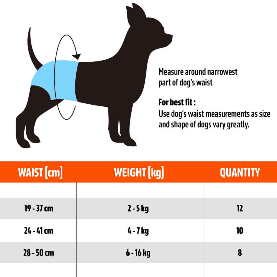 FOFOS Disposable Male Dog Diapers L (8 Pcs) Waist Size 28-50cm | Dog Diapers For Heat and Pee
