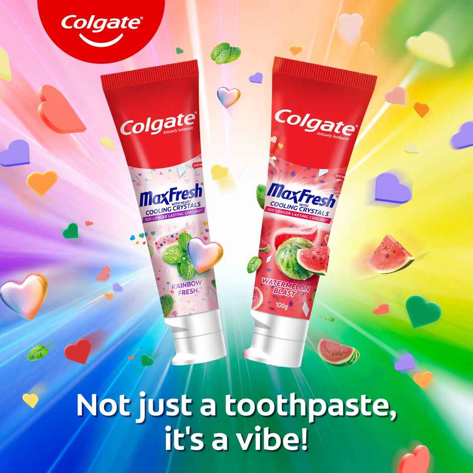 Colgate MaxFresh Rainbow Fresh Gel Toothpaste with Heart Shaped Crystals, Triple Mint Flavour