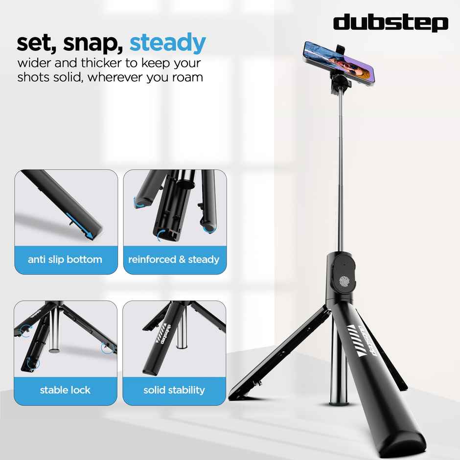 Dubstep Flickstick Smart Selfie Stick (with 360 Degree Rotation, Black)