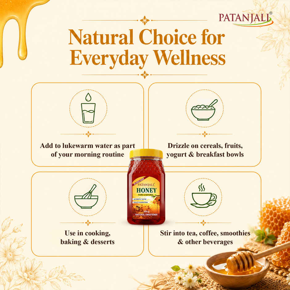 Patanjali Pure Natural Honey - No Added Sugar