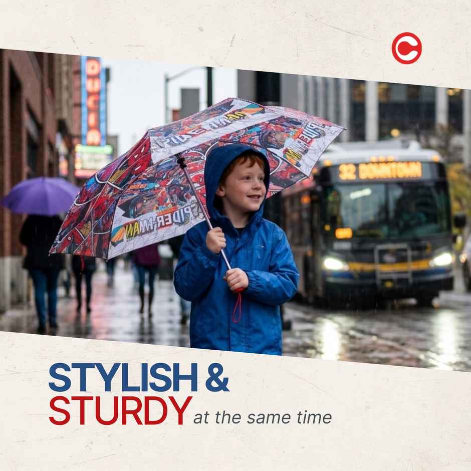 Citizen 3 Fold Manual Kids Umbrella Spiderman Print