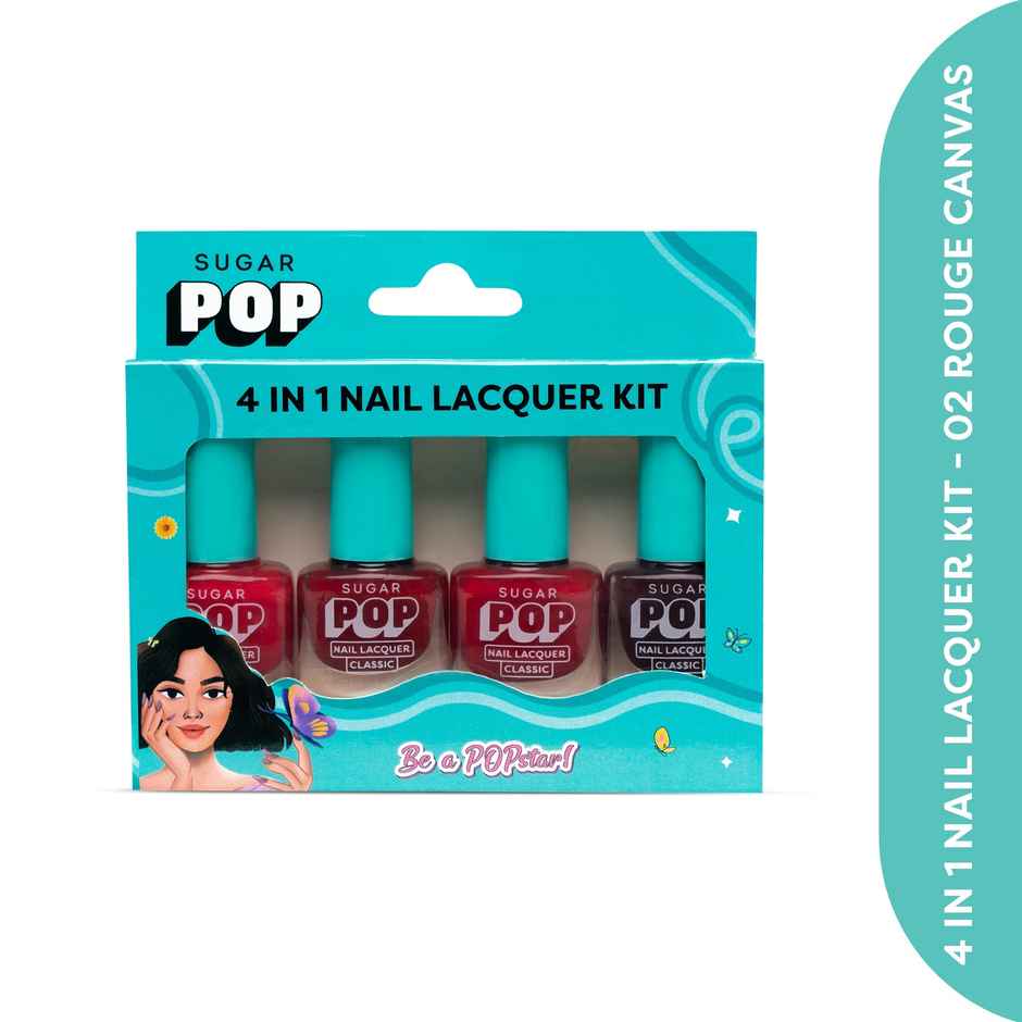SUGAR POP 4 in 1 Nail Lacquer Kit- 02 Rouge Canvas | Long-Lasting Shine