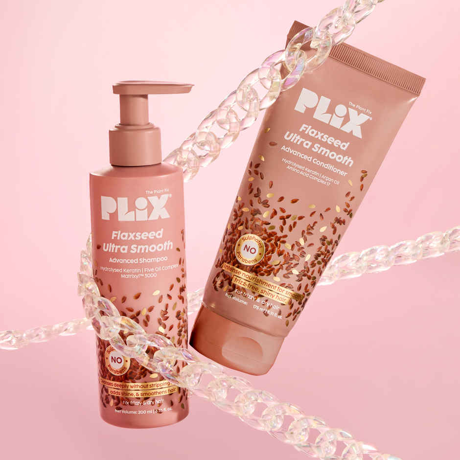 Plix The Plant Fix Flaxseed Ultrasmooth Advanced Shampoo | 200 ml | Conditioner | 175 ml