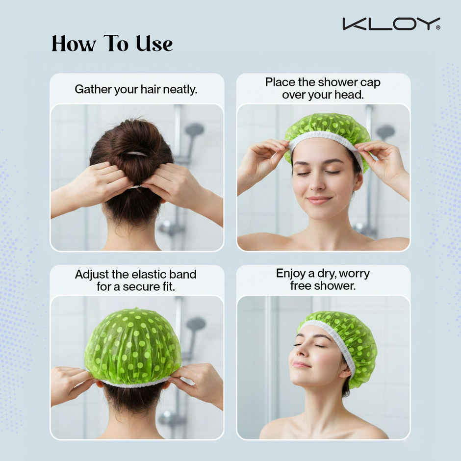 Kloy Waterproof Shower Cap | Reusable Hair Protection Cap | Multicolour