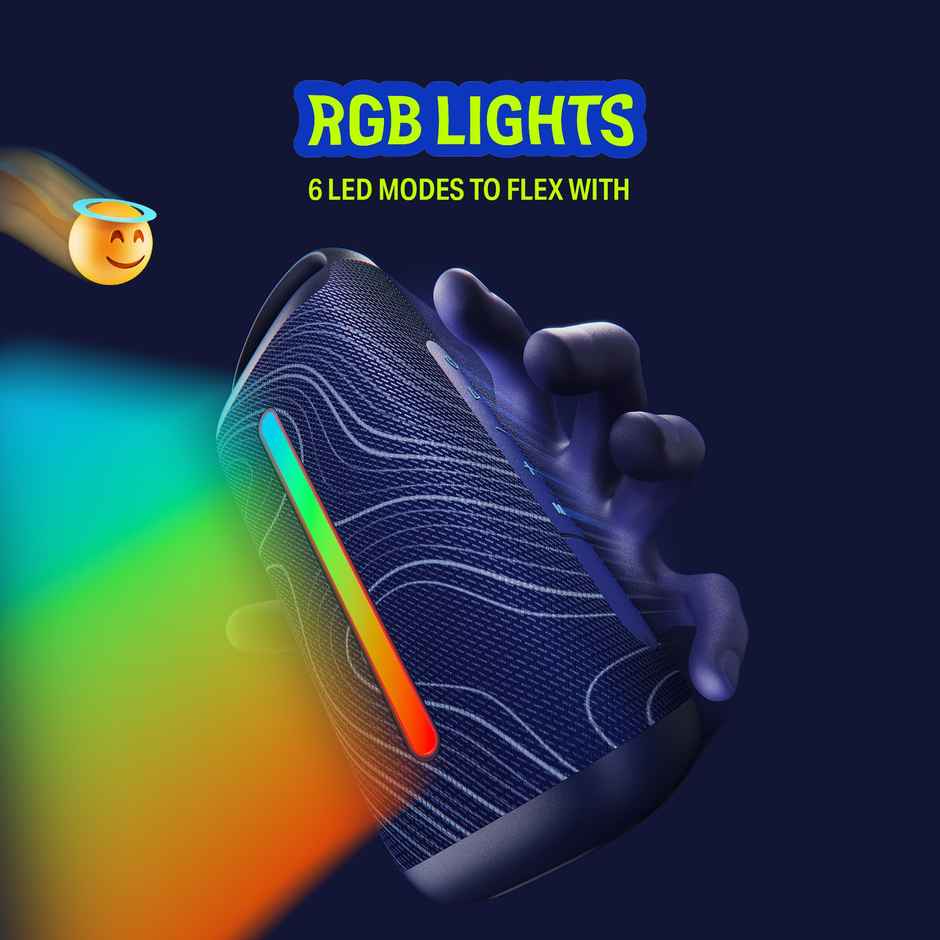 boAt Stone Arc, 20W Signature Sound, 58mm Drivers, Upto 12 Hrs Battery, RGB LEDs | Frozen Blue