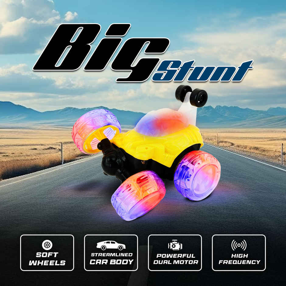 SEEDO Remote Control Car 1:18 , 27 MHz, Type-C Rechargeable, Fast Speed Big Stunt Car | Yellow