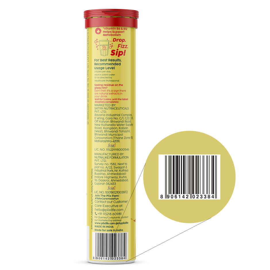 Plix Apple Cider Vinegar Effervescent for Weight Loss (Lemon Masala) - Pack Of 1