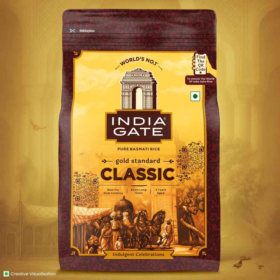 India Gate Gold Standard Classic Basmati Rice | 2 Years Aged | Extra Long Grains