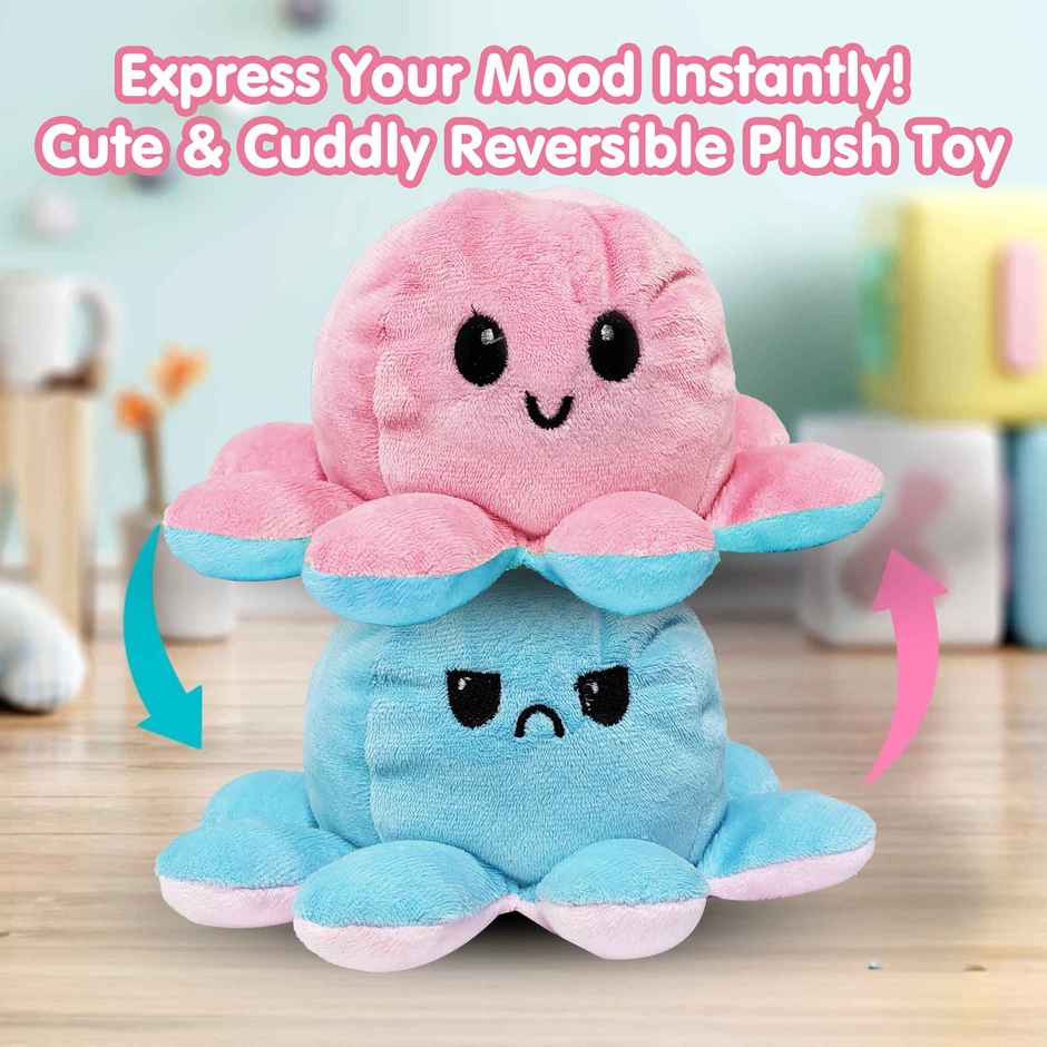 Kidology Reversible Octopus Animal Soft Toy | Blue & Pink
