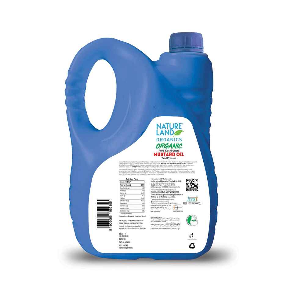 Natureland Organics Mustard (Sarson) Cold Pressed Oil | Kacchi Ghani