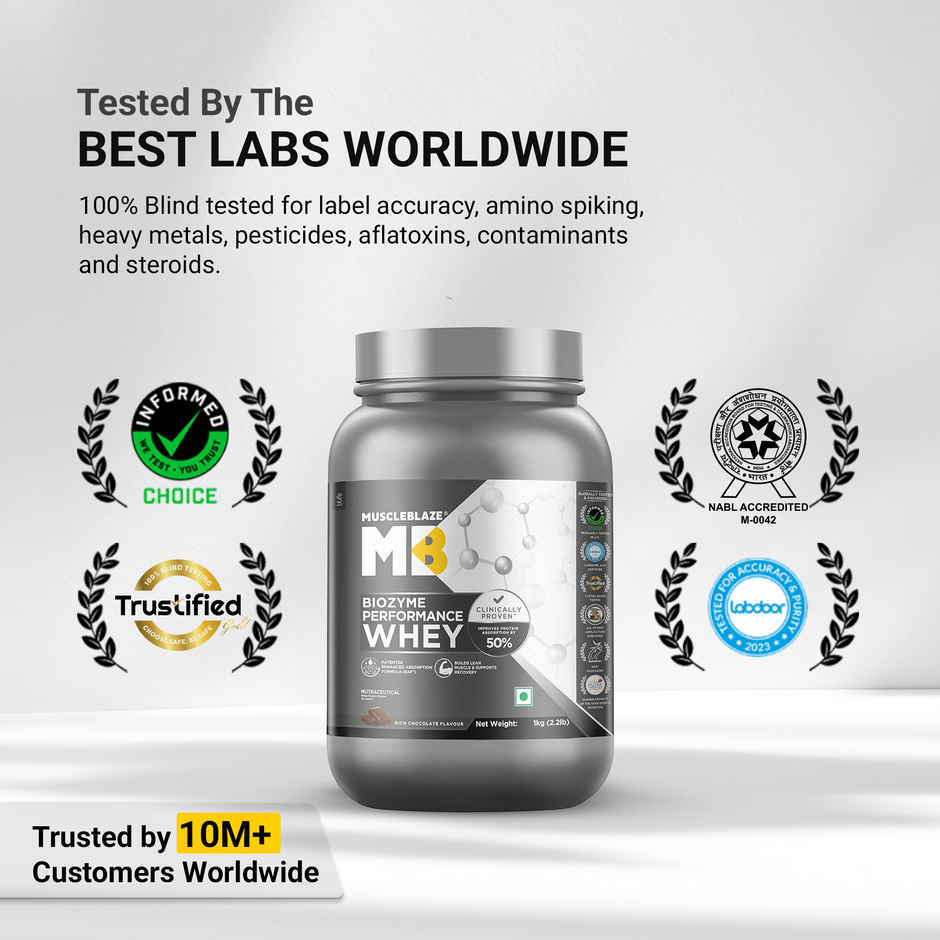 MuscleBlaze Biozyme Performance Whey Protein Powder (Rich Chocolate)