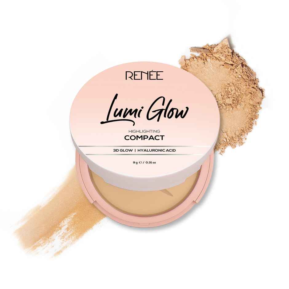 RENEE Lumi Glow Highlighting Compact | Medium Coverage, Dewy Finish, 3D Glow | 03 Silk Tan