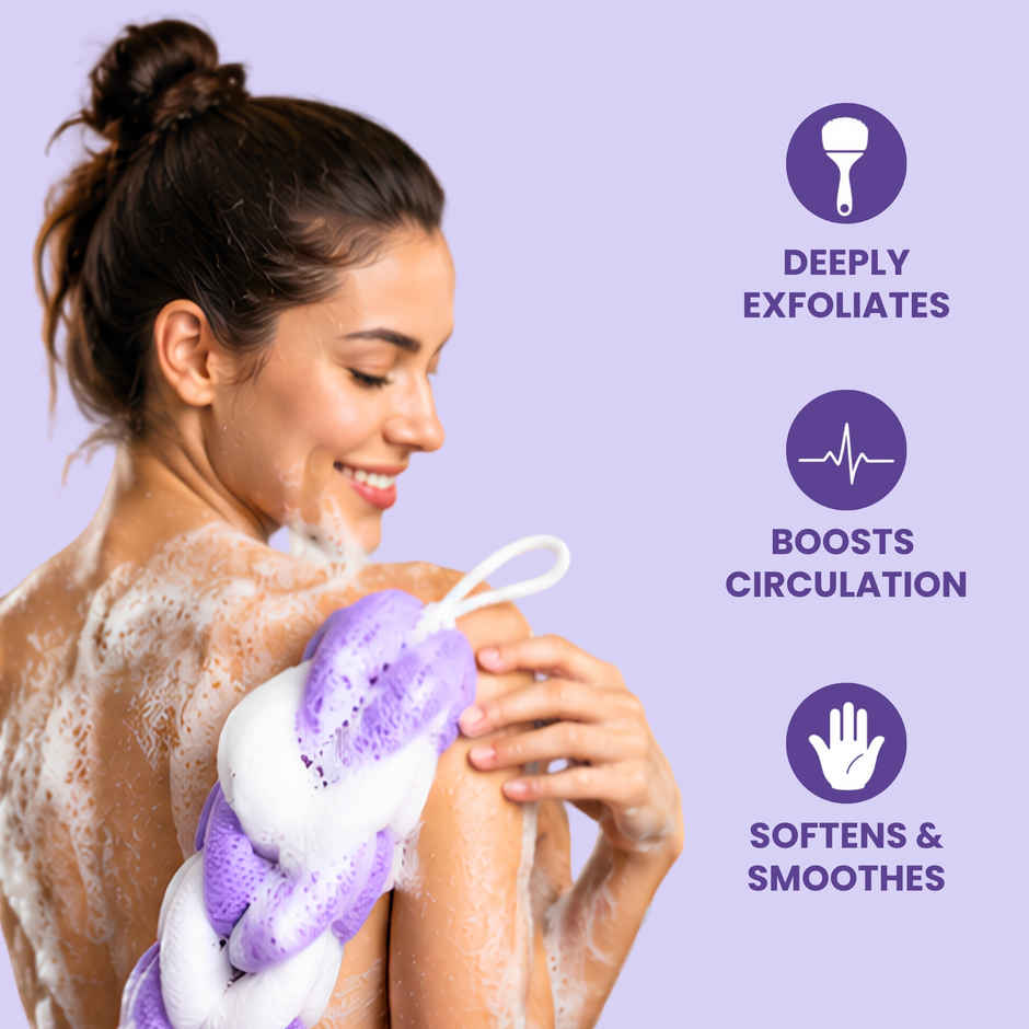 Midazzle Belt Loofah for Bathing Back Scrubber Strechable 9 Knots | Assorted | MINL6005