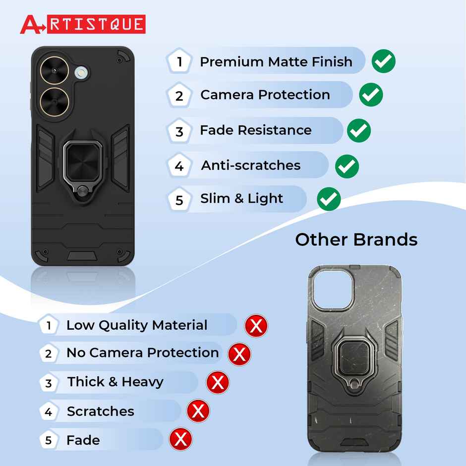 Artistque Case for Poco C71 5G Back Cover | Ring Stand Armor Cover