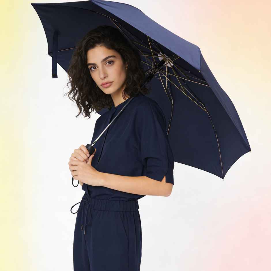 EUME Leatrix Lemon Umbrella Auto-Open | Navy Blue | Canopy 42 Inch | 21 Inch | 2 Fold