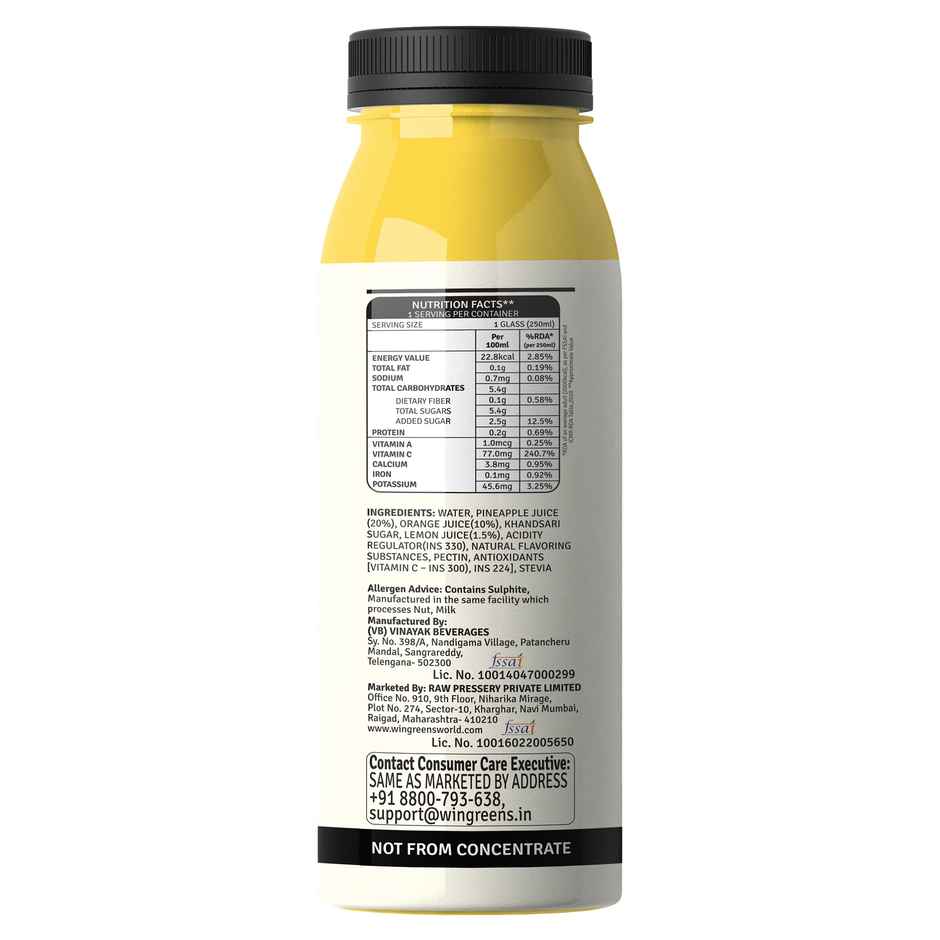 RAW Pressery VitC Burst  Pineapple, Orange & Lemon Juice  Not From Concentrate  Daily Dose