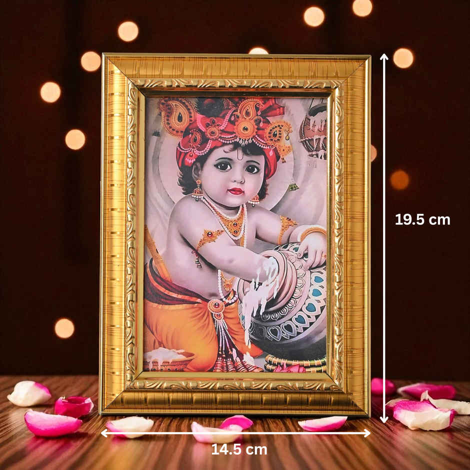 Lord Krishna Photo Frame Decorative Wall Frame for Home & Temple Decor (Ecraftindia)