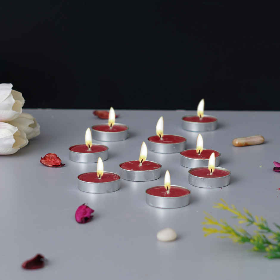 Scented Tea Light Candles | Rose | Pack of 10 | eCraftIndia