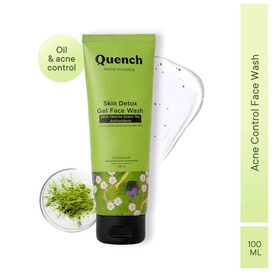 Quench Detox Gel Face Wash Korean Cleanser For Acne Control With Matcha Green Tea