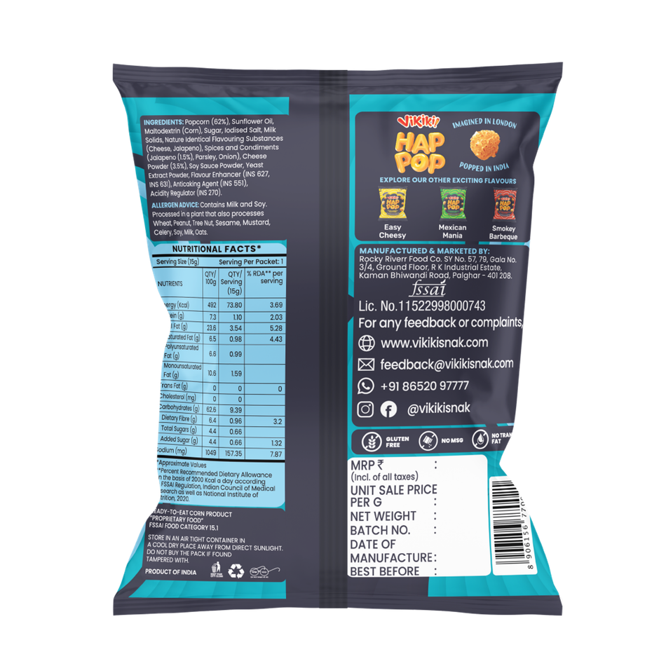 Vikiki Snak HapPop Ready to Eat Popcorn | Cheddarpeno