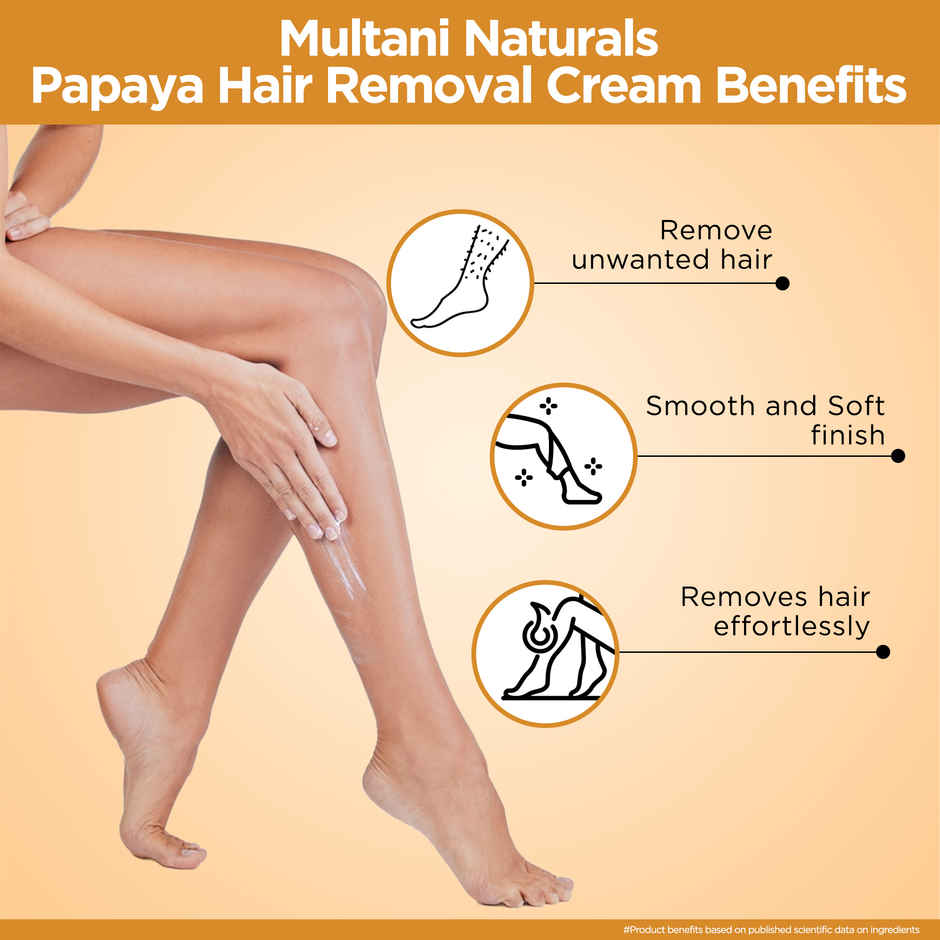 Multani Naturals Papaya Hair Removal Cream | Painless & Easy