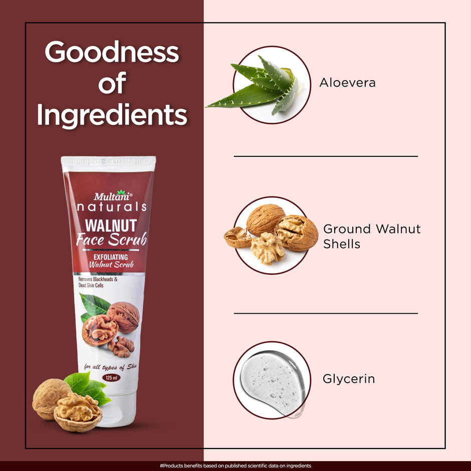 Multani Naturals Walnut Face Scrub | Removes BlackHead & Dead Skin Cells| Unclog Pores