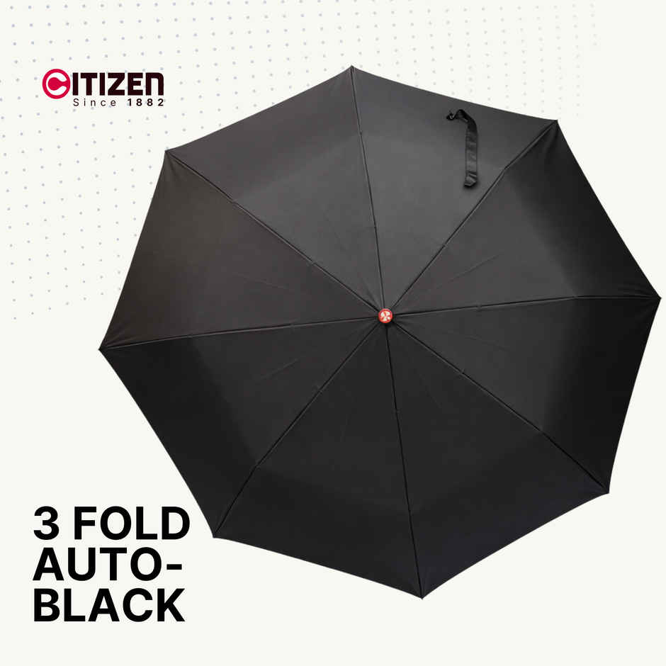 Citizen 3 Fold 22 Inch Auto Black Silver Umbrella