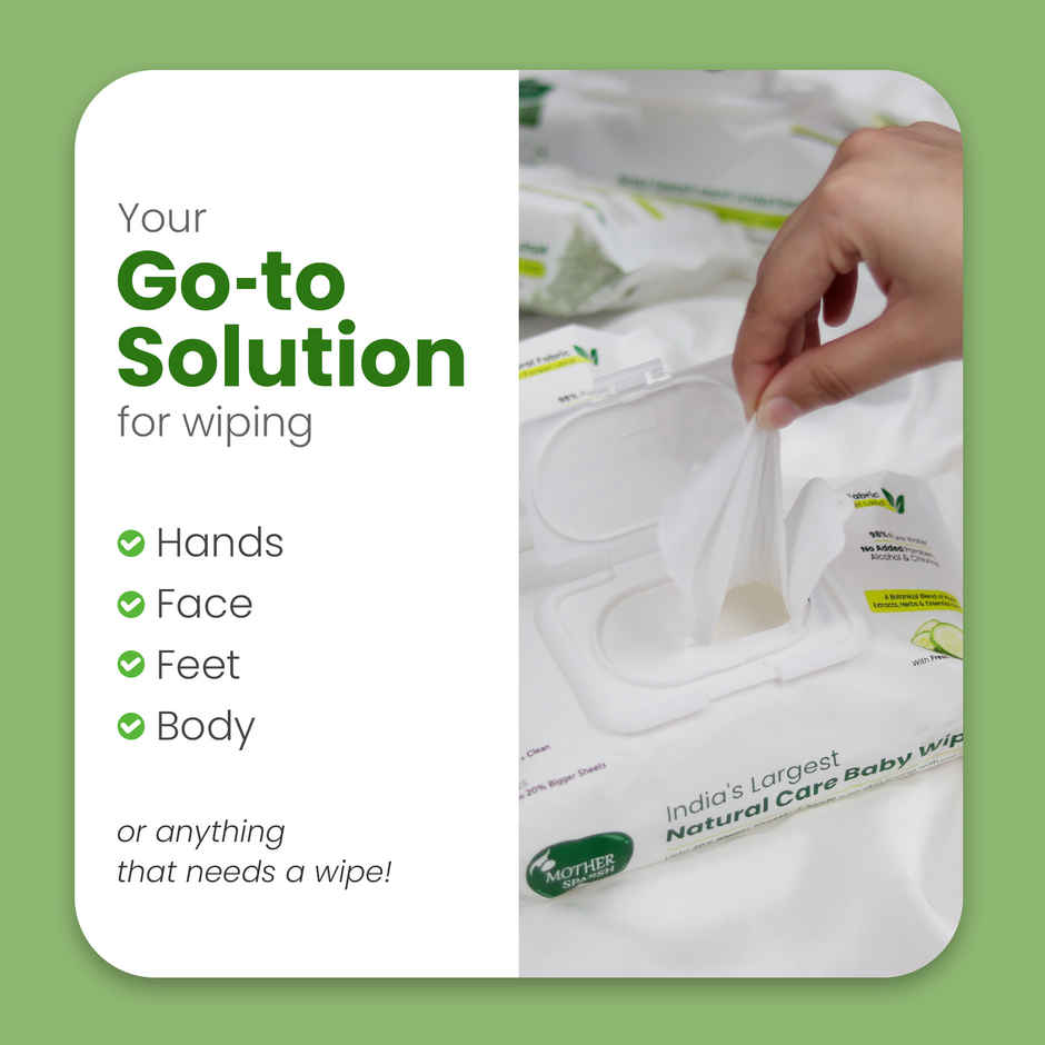Mother Sparsh Plant Powered Natural Care Baby Wipes with Cucumber Extract