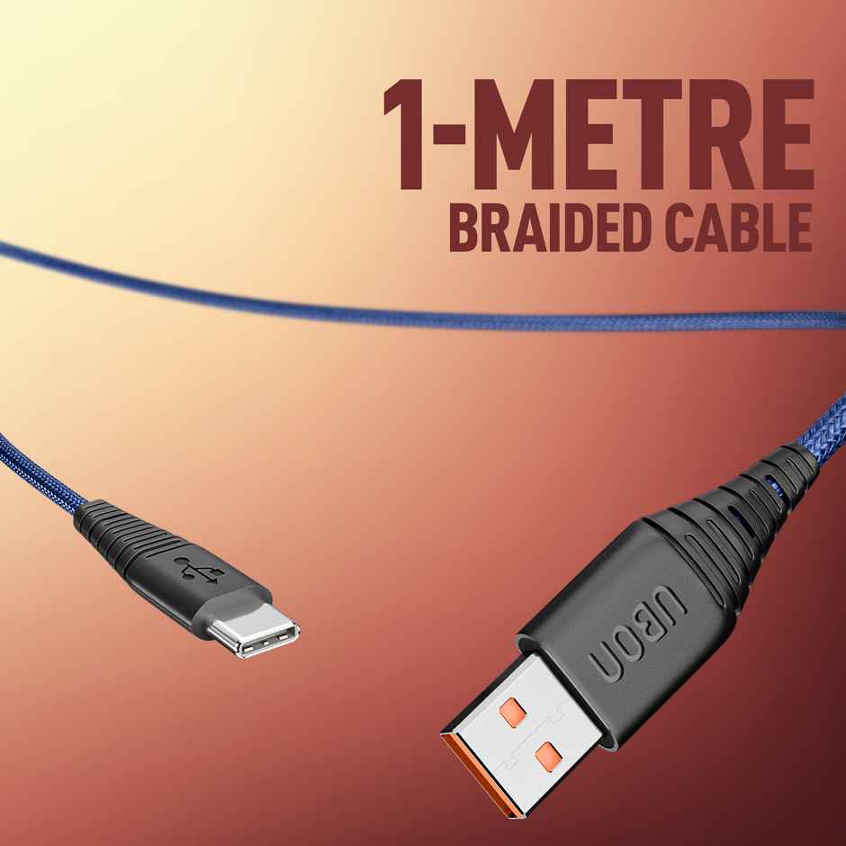 UBON 25W Fast Charging 1mtr USB to Type C Braided Cable