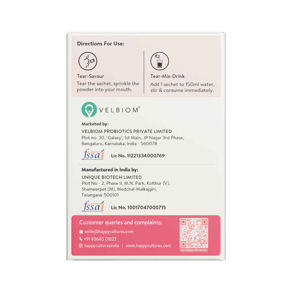 Happy Cultures Bye Bye UTI | D-Mannose, Cranberry & Probiotics |15pcs