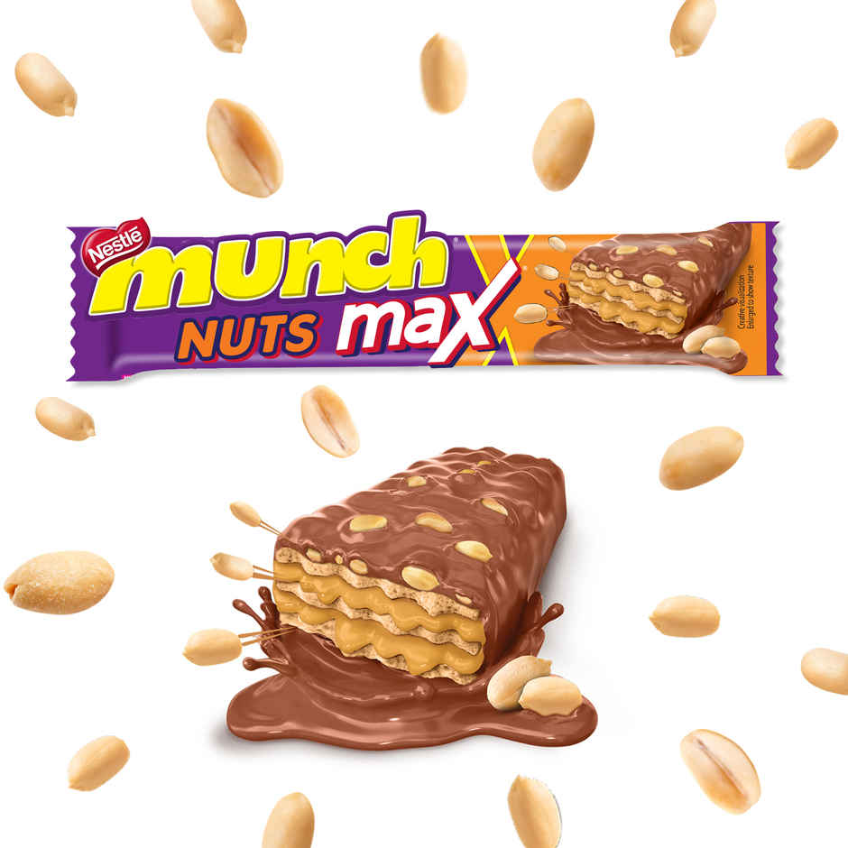 Munch Max Nuts | Double Choco Coated Wafer Bar With Crunchy Nuts