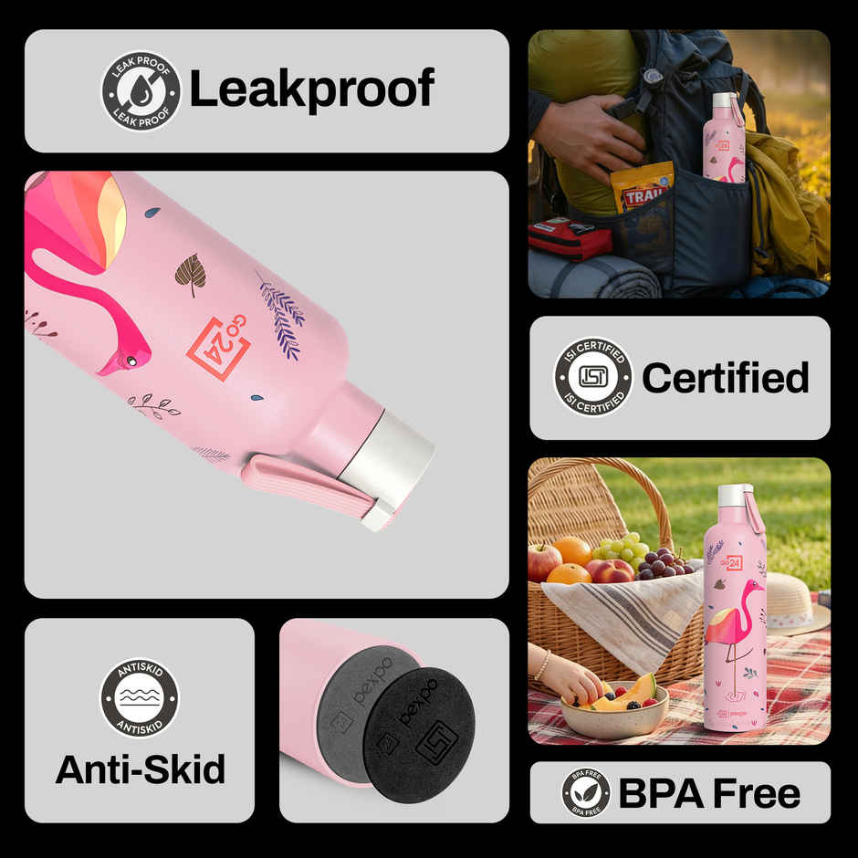Go24 Oslo Stainless Steel Hot & Cold Water Bottle | Leakproof | 3-Layer Insulation
