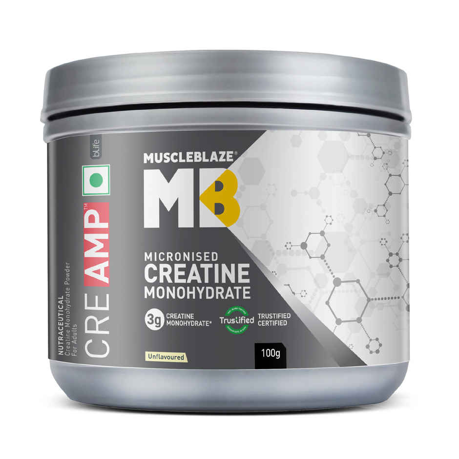 MuscleBlaze Mirconised Creatine Monohydrate CreAMP Powder (Unflavoured, 32 Servings)