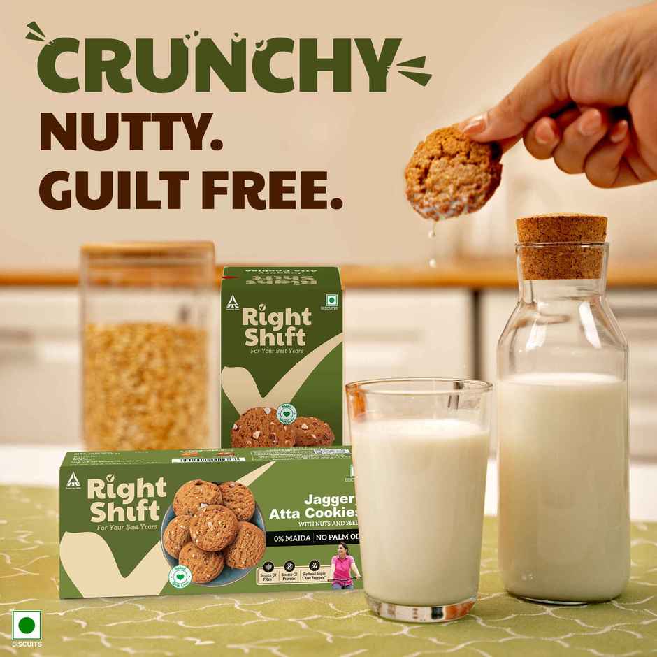 Right Shift Jaggery Atta Cookies | No Palm Oil, 0% Maida, Digestive Biscuits, Healthy Snack
