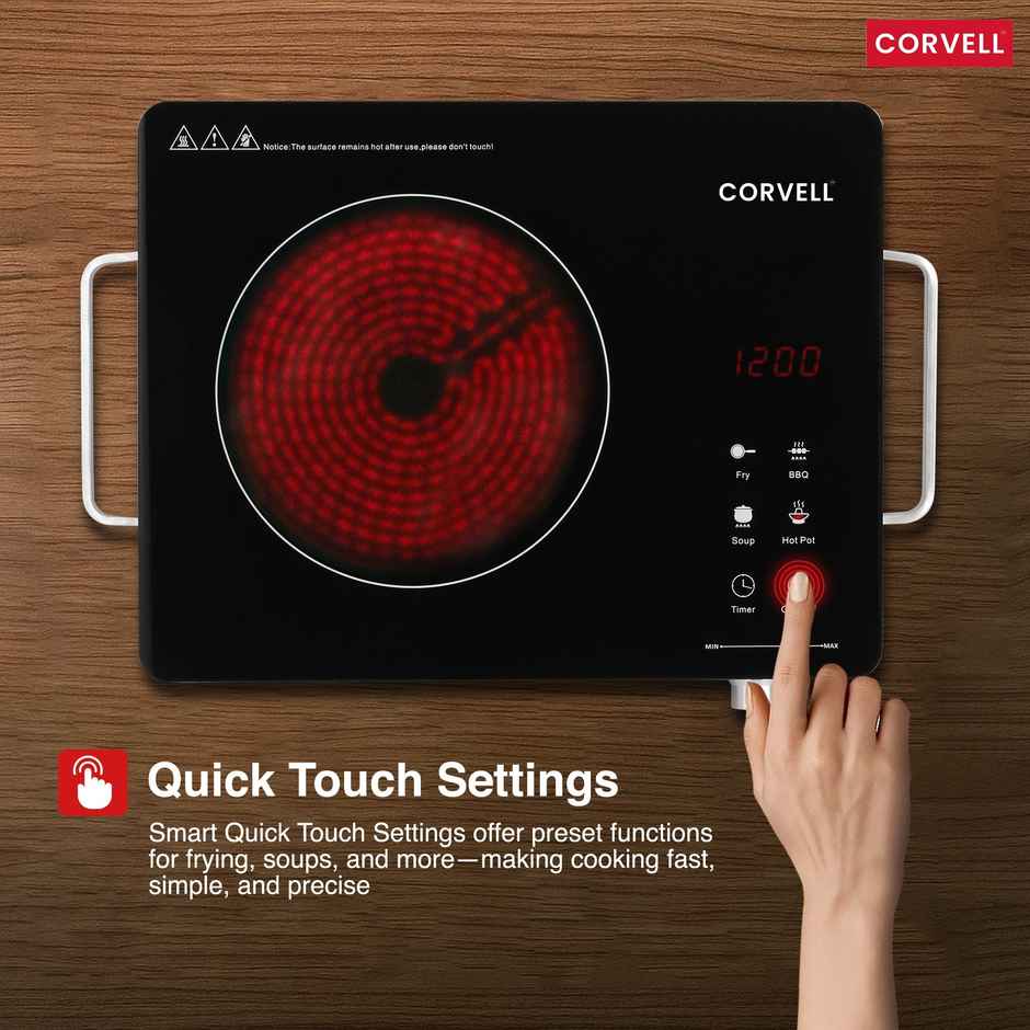 CORVELL Cook-Top Infrared Cooktop 2200W | Glass Top Electric Stove for Kitchen