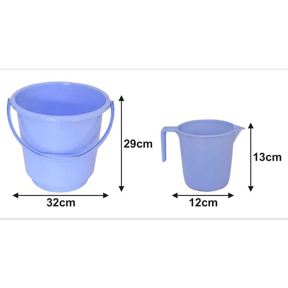 Kuber Industries 2 Pieces Plastic Bathroom Bucket & Mug Set (Blue)
