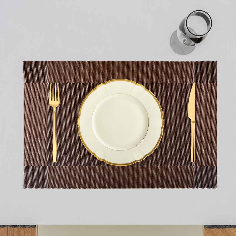 Kuber Industries Set of 6 Table Mats | 30x45 cm | Dining Table Placemats | Dark Brown Border