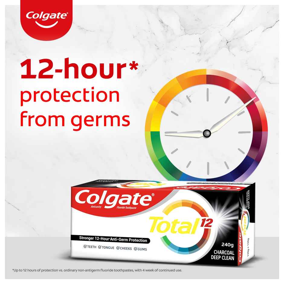 Colgate Total Charcoal Deep Clean Antibacterial Toothpaste Stronger 12-Hour AntiGerm Protection