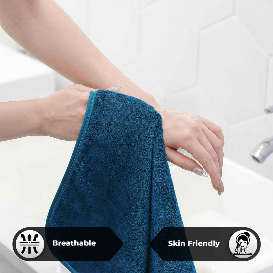 Story@Home Microfiber Towels | Solid Bath Towel | 400 GSM | XL | Blue