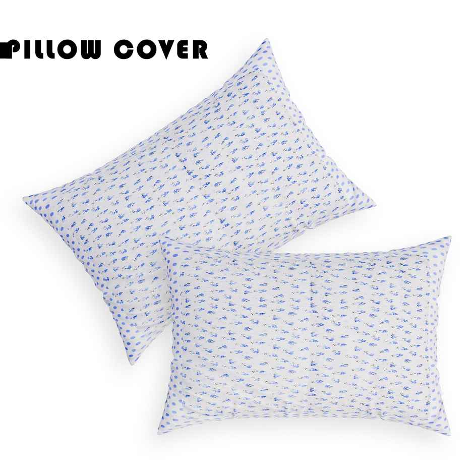 Kuber Industries Set of 2 Cotton Pillow Covers | Premium Cushion Covers | Dot Blue Flower