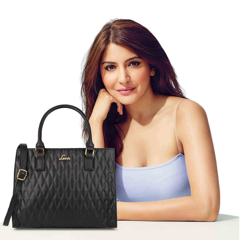 Lavie Womens Stitch Shelly Large Satchel Handbag Black