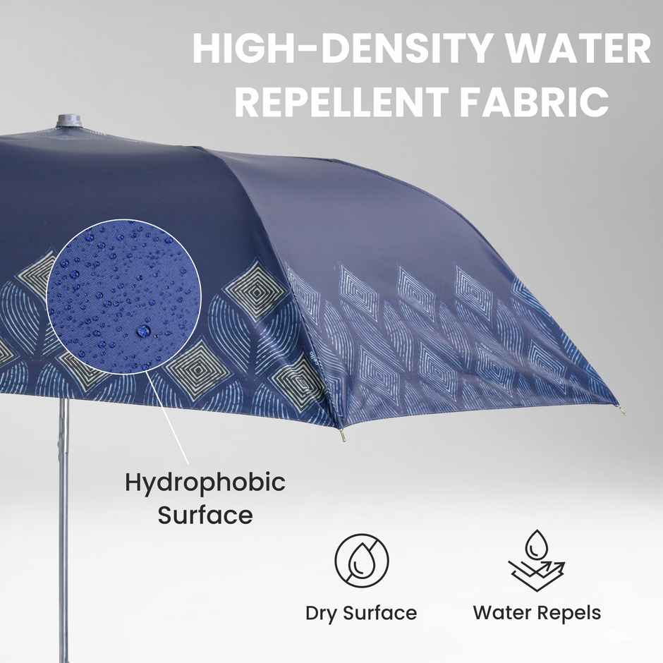 Cello Megha 21 Inch 2 Fold Mix Print Umbrella | Silver Navy Blue