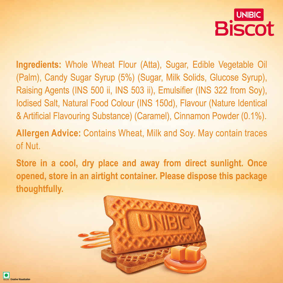 UNIBIC Biscot Caramel And Cinnamon Flavoured Atta Biscuits | Cholesterol-Free And Trans Fat-Free Combo