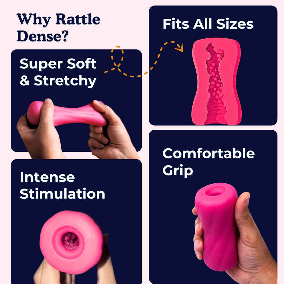 Boldedge Rattle Dense Sleeve Stroker Massager - Strawberry Lubricant