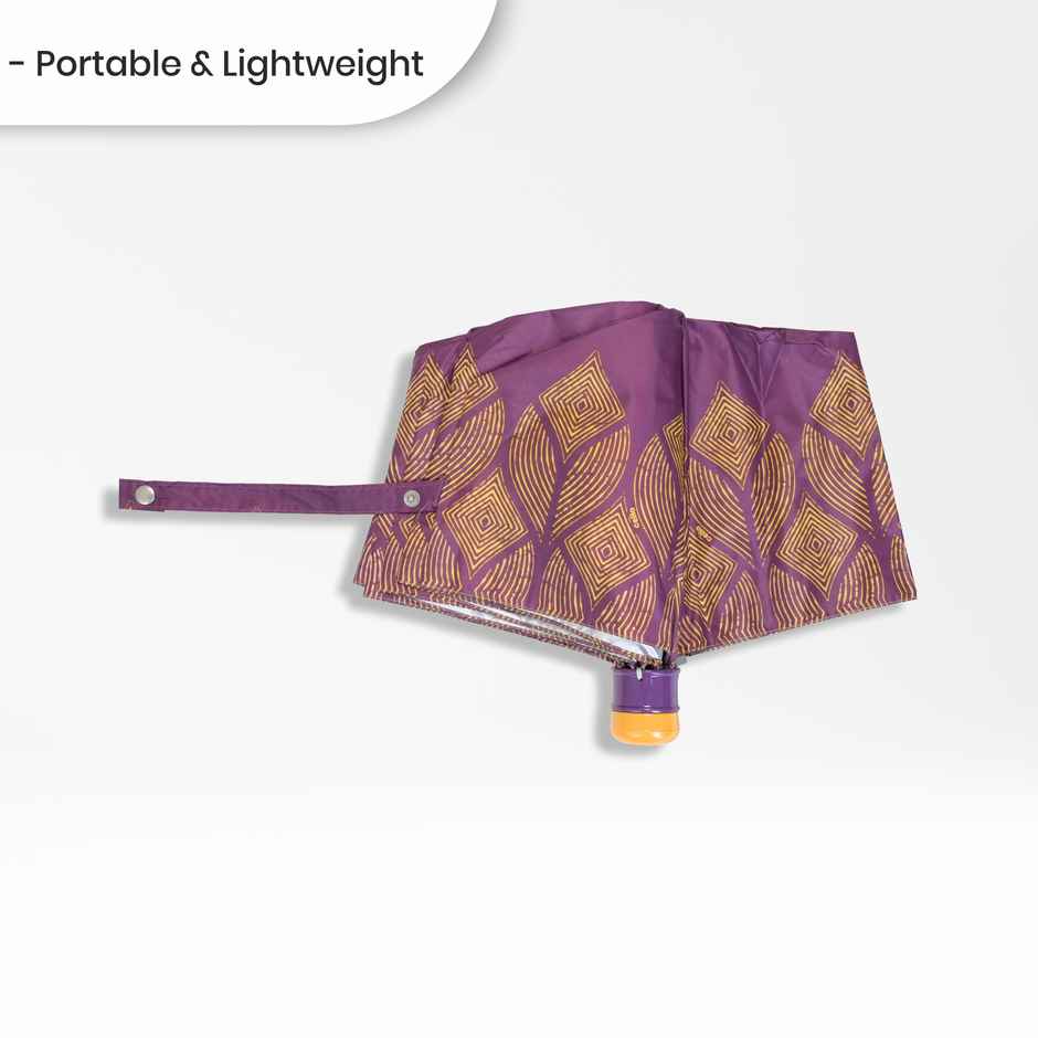 Cello Drizzle 21.5 Inch 3 fold Mix Print Silver Umbrella | Maroon Yellow