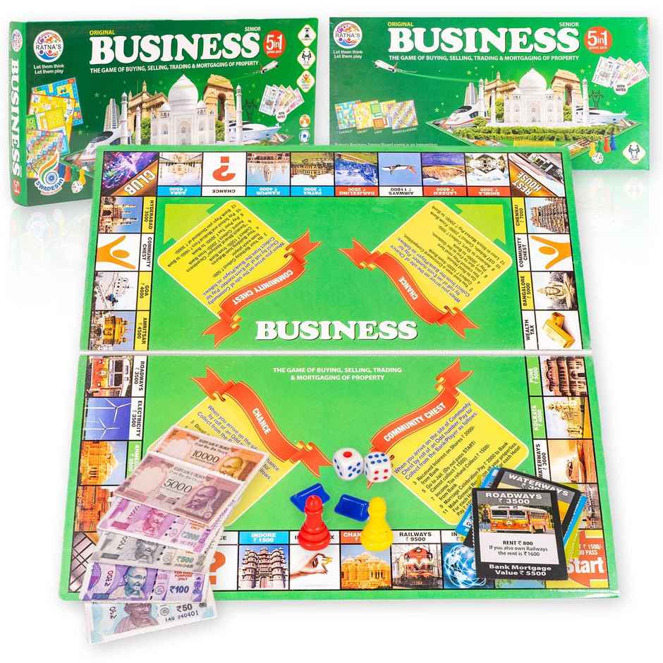 Ratna's Business Sr. Pop | 5 in 1 Game Board | Educational Board Game | 6+ years