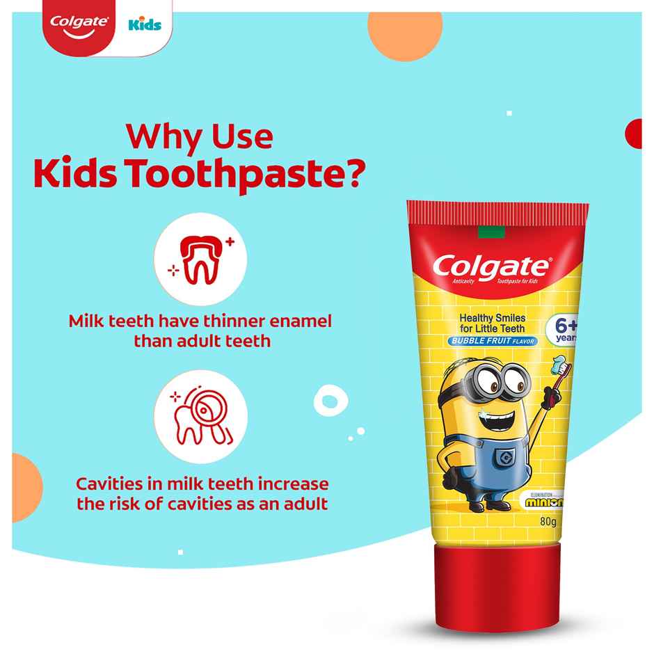 Colgate Kids Toothpaste Gentle Protection for 6+ Years Minions Bubble Fruit Flavour