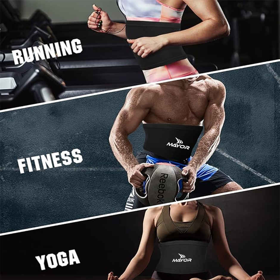 Mayor Waist Fitness Belt for Men & Women for Tummy Exercise | Fitness Exercise, Back Support | Black